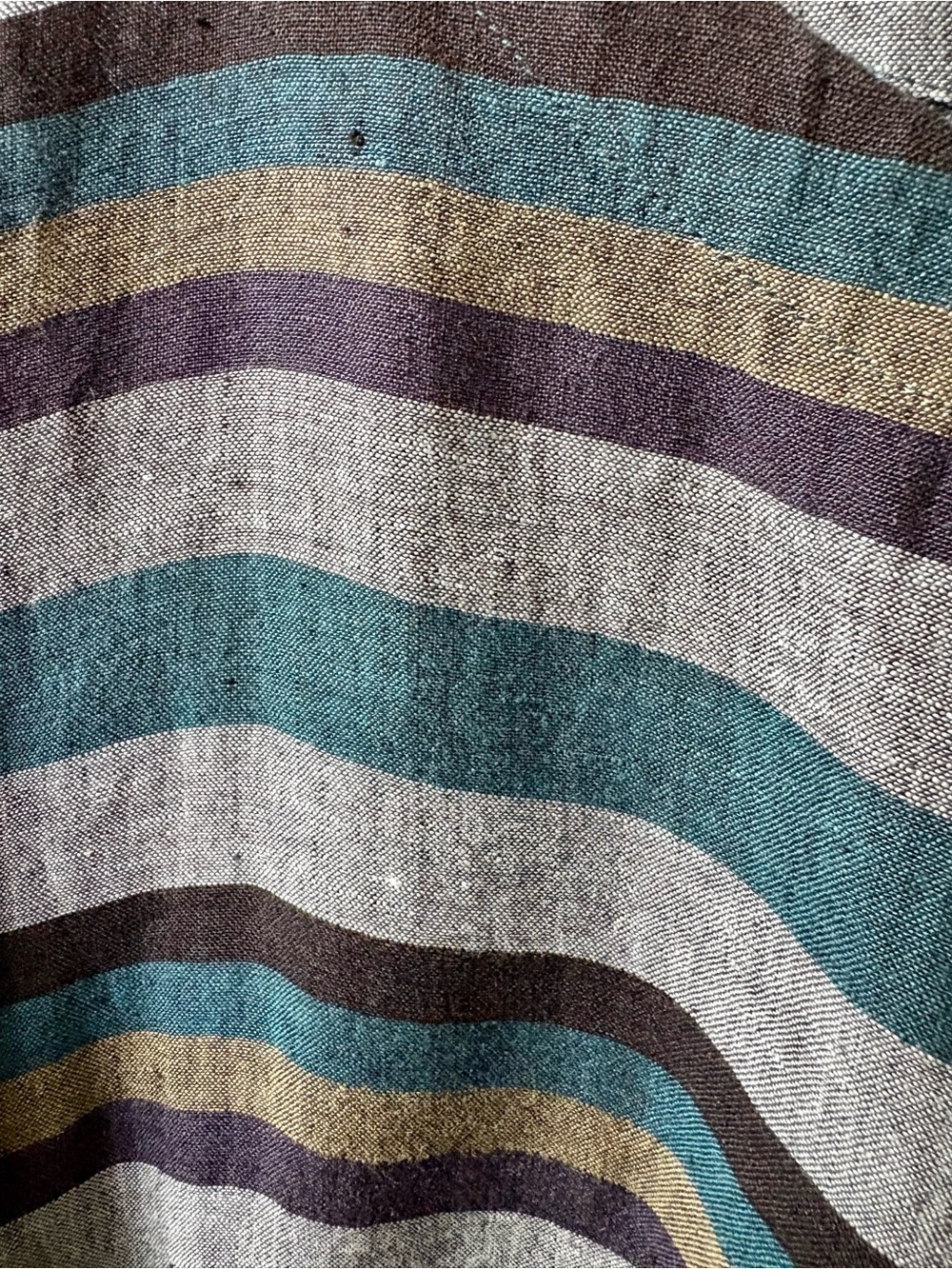 EILEEN FISHER Plus 2X Teal Organic Linen Multi Stripe Tunic Top $238 - Picture 3 of 4